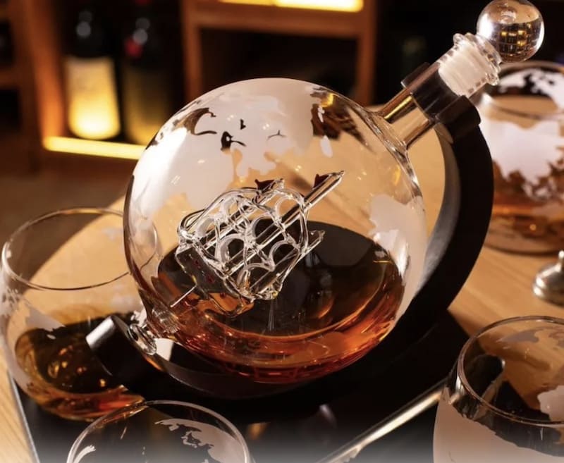 Globe Whisky set - Luksuzni stakleni globus + čaše + kamenje za led + kliješta i dodaci