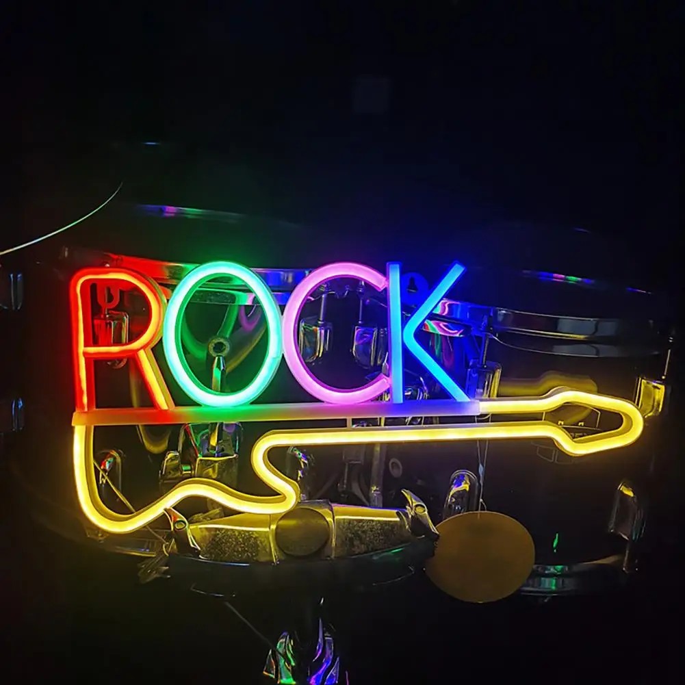 svjetleći led neonski logo - rock gitara