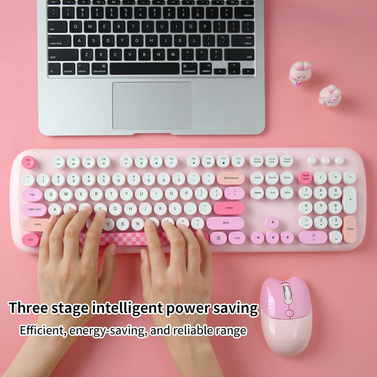 Set bežične tastature sa mišem, roze boje za devojčicu