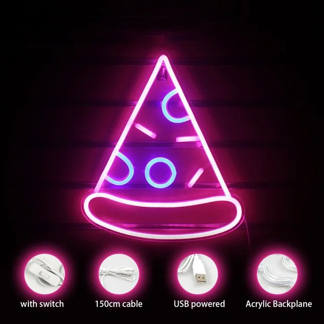 pizza led reklamni svijetleći znak na zidnom logotipu