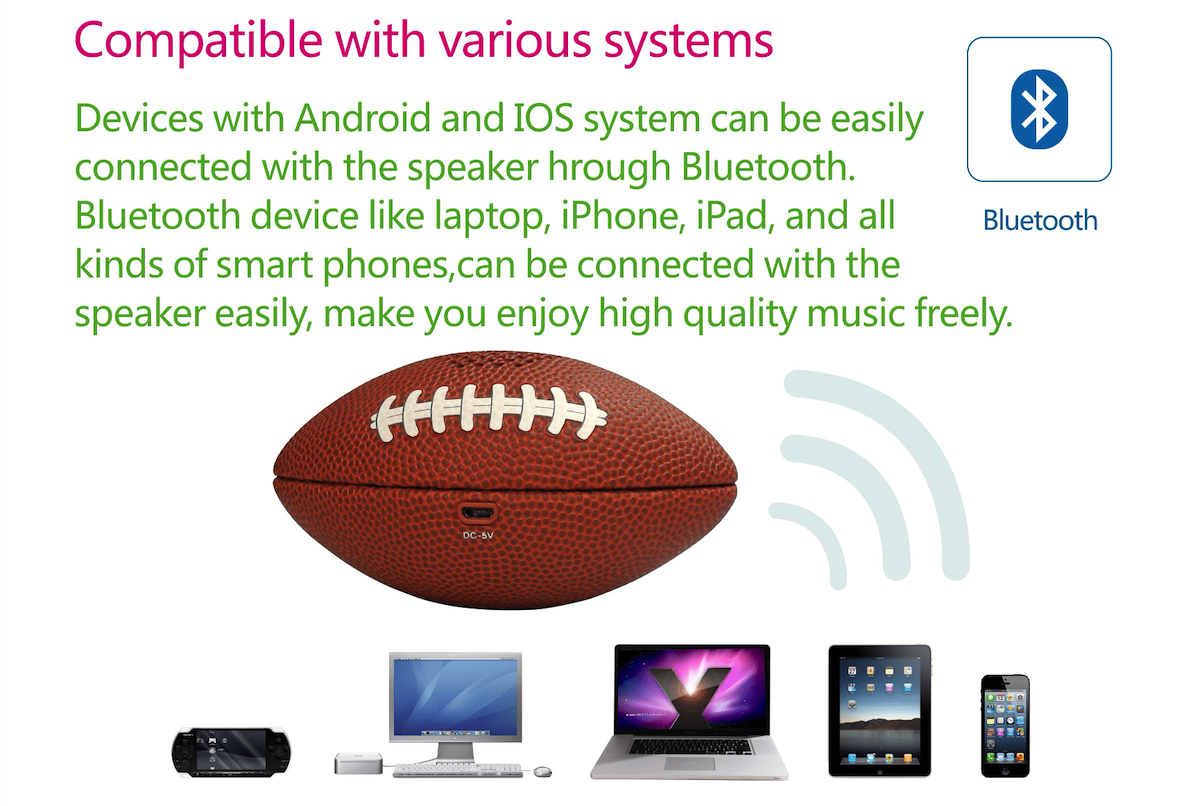 Mini zvučnik za loptu za američki fudbal prenosiv za mobilni telefon na PC